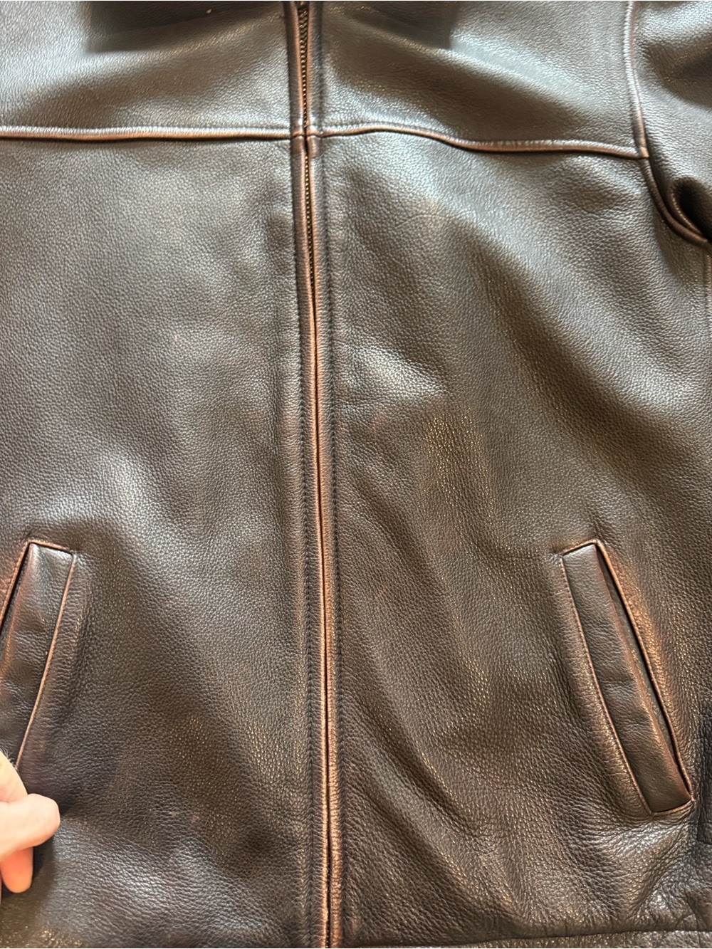 Vintage Sonoma Chocolate Brown Leather Bomber Jacket - Large - Picture 2 of 16